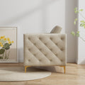 Accent Chair For Living Room Upholstered Arm Chair With Metal Legs Beige Velvet Beige Foam Fabric