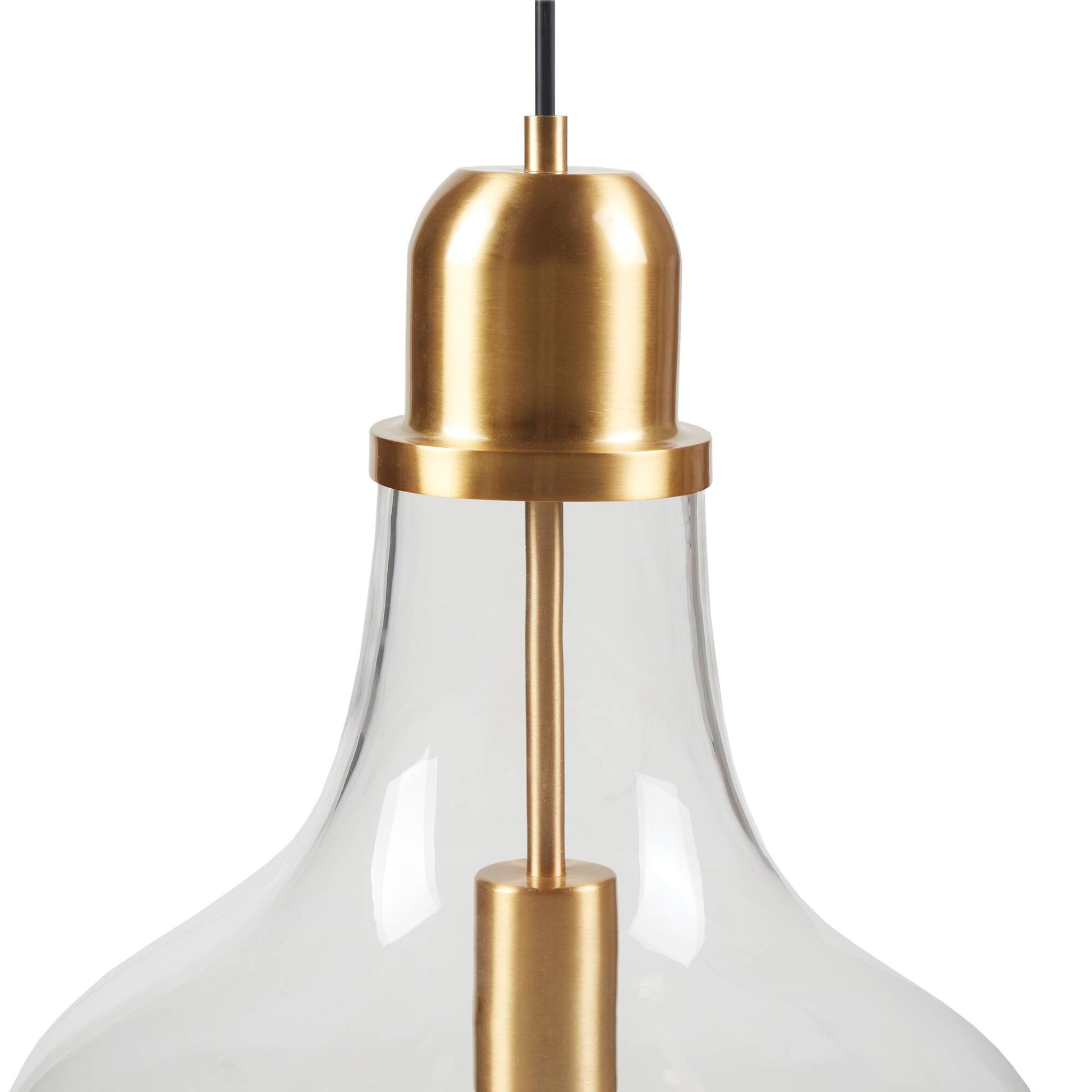 Bell Shaped Glass Pendant Gold Clear Dia.13" Gold Clear Glass Metal
