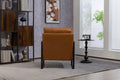 Leather Accent Chair Guest Chair For Living Room, Mid Century Armchair For Bedroom Brown Leather Brown Pu