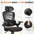High Back Desk Chair With Adjustable Lumbar Support & Headrest,Comfortable Mesh Computer Chair With Soft Flip Up Arms, Adjustable Height And 120 Tilt,Black Black Abs Pc