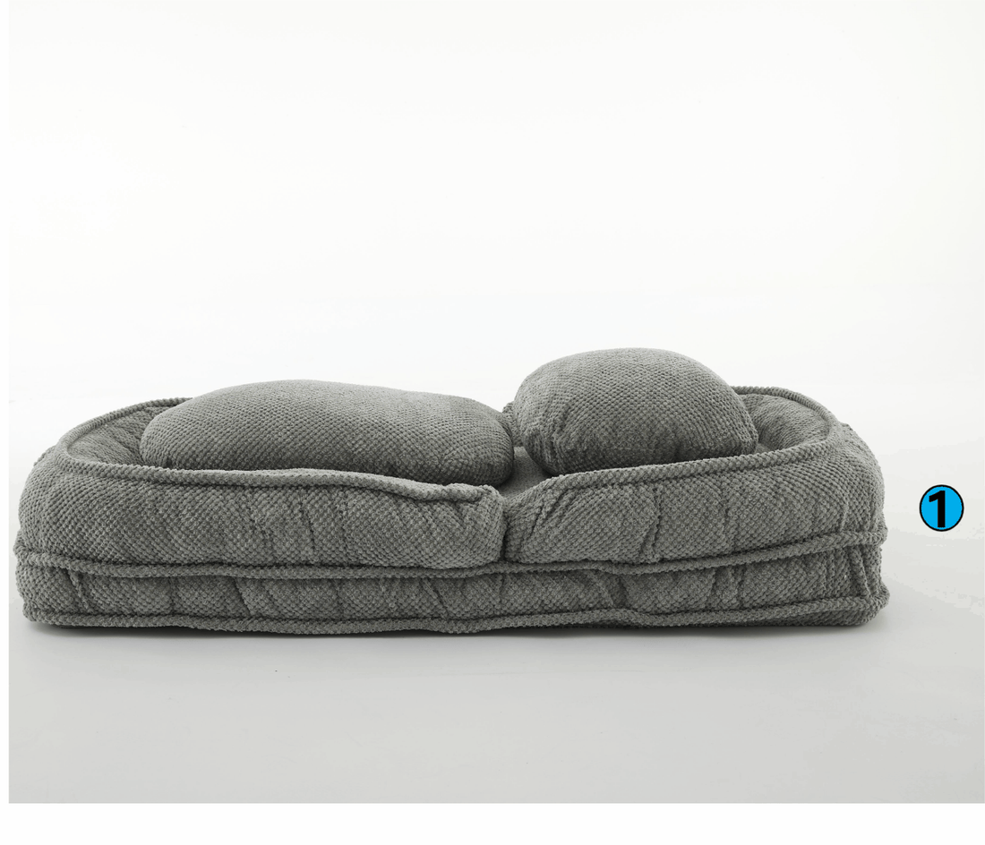 Human Dog Bed ,Lazy Sofa Couch ,5 Adjustable Position,Sit,Sleep,Fold,Suit To Put In Bedroom, Living Room ,Space Saving Design,Gray Gray Polyester Metal Primary Living Space Medium Soft Cushion Back