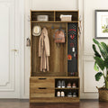 Hall Tree With 5 Hooks,Coat Hanger, Entryway Bench, Storage Bench,For Entrance, Hallwa,Brown Brown Mdf