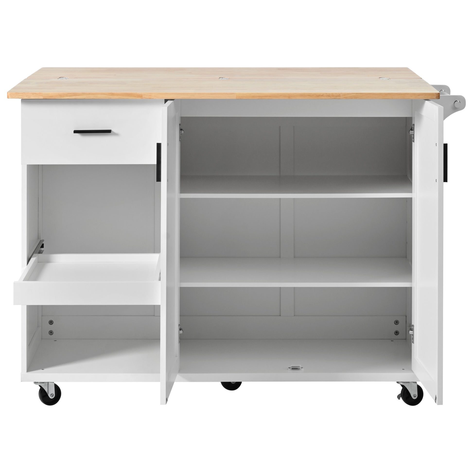 K&K Kitchen Island With Foldable Counter Top, Kitchen Storage Cart With Slide Out Shelf, Towel Rack And Drawer, Rolling Kitchen Cart On Wheels, For Kitchen, Living Room, Dining Room, White White Brown Kitchen Classic,Farmhouse,Luxury,Modern Rectangular