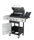 3 Burner Propane Gas Bbq Grill With Side Burner, 37230Btu Output With Enameled Cast Iron Cooking Grids For Outdoor Barbecue, Stainless Steel Black Silver Garden & Outdoor Iron,Stainless Steel