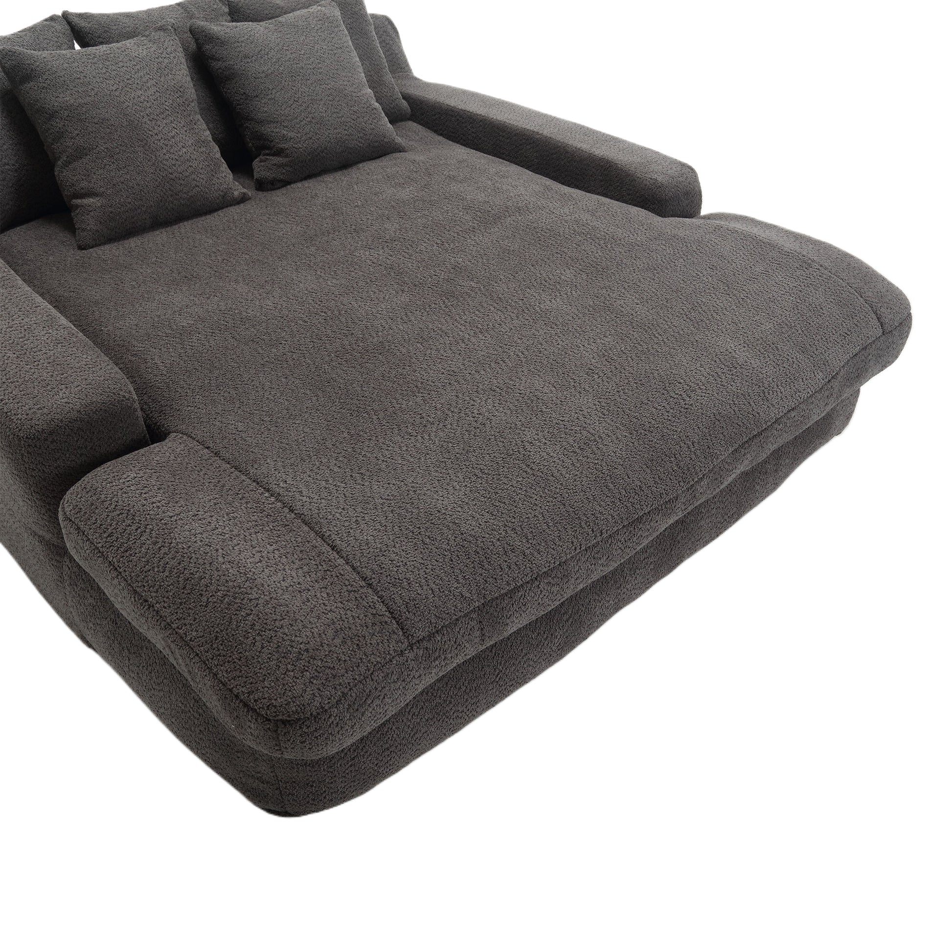 Coolmore Chenille 2 Seater Lazy Sofa With 5 Back Pillows,Comfy Sofa Deep Seat Couch For Living Room,Club Gray Gray Foam Chenille 2 Seat