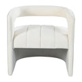 Modern Velvet Accent Chair With Ribbed Detail, Luxury Curved Fully Upholstered Accent Chair, Ivory White No Assembly Needed Ivory White Velvet