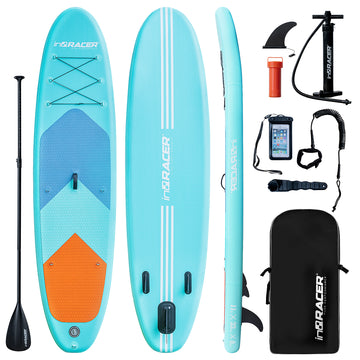 Inqracer 11' 10'6" Inflatable Stand Up Paddle Board With Free Premium Sup Accessories & Backpack Blue Green Pvc