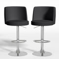 Steel Bar Stools,Grade Modern Leather Bar Chair With Backrest,Swivel Adjustable Height For Kitchen Counter And Dining Room Black Metal