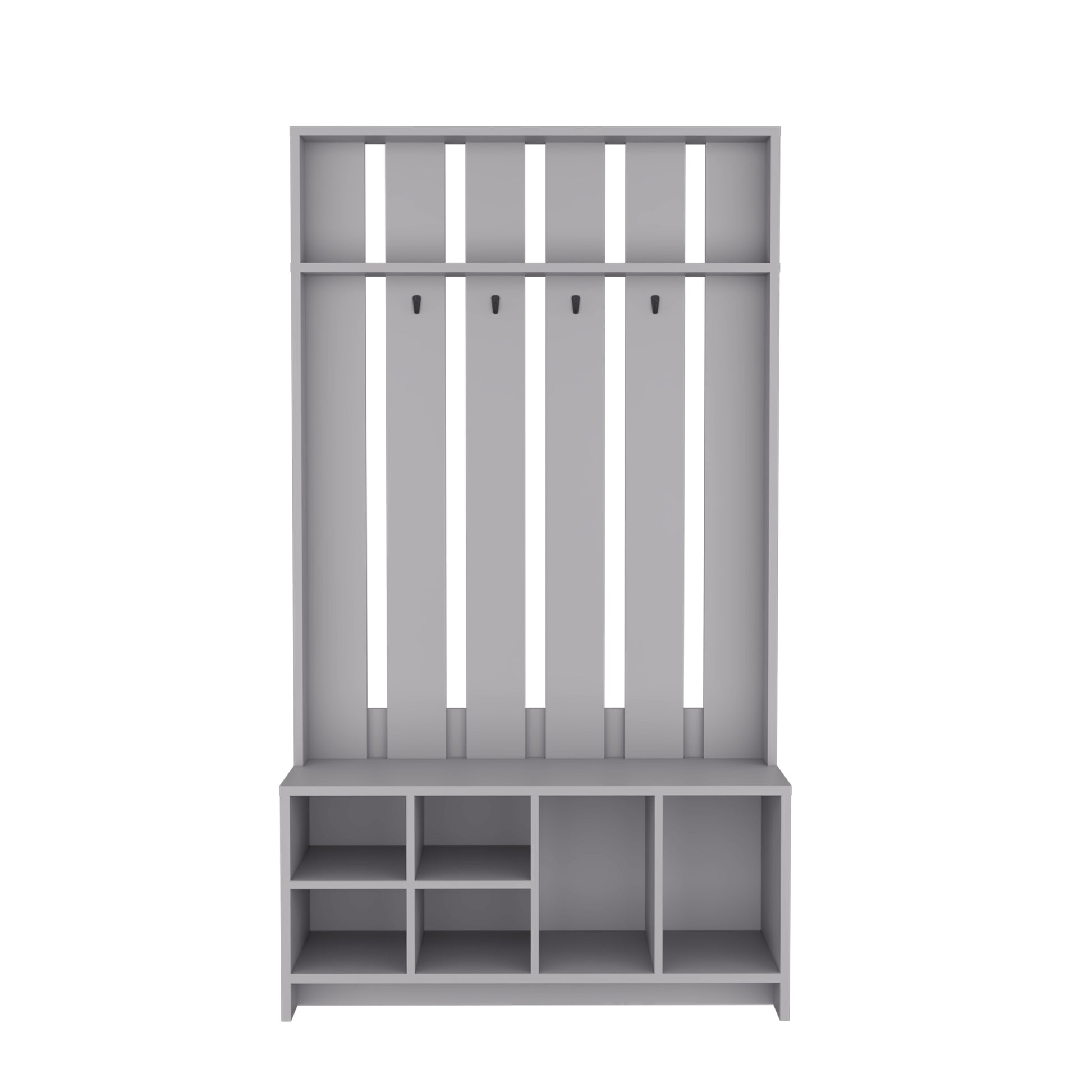 Tulcan 38" Wide Hall Tree With Bench And Shoe Storage, Entryway Bench With Coat Rack Smoke Grey Bedroom Modern Particle Board