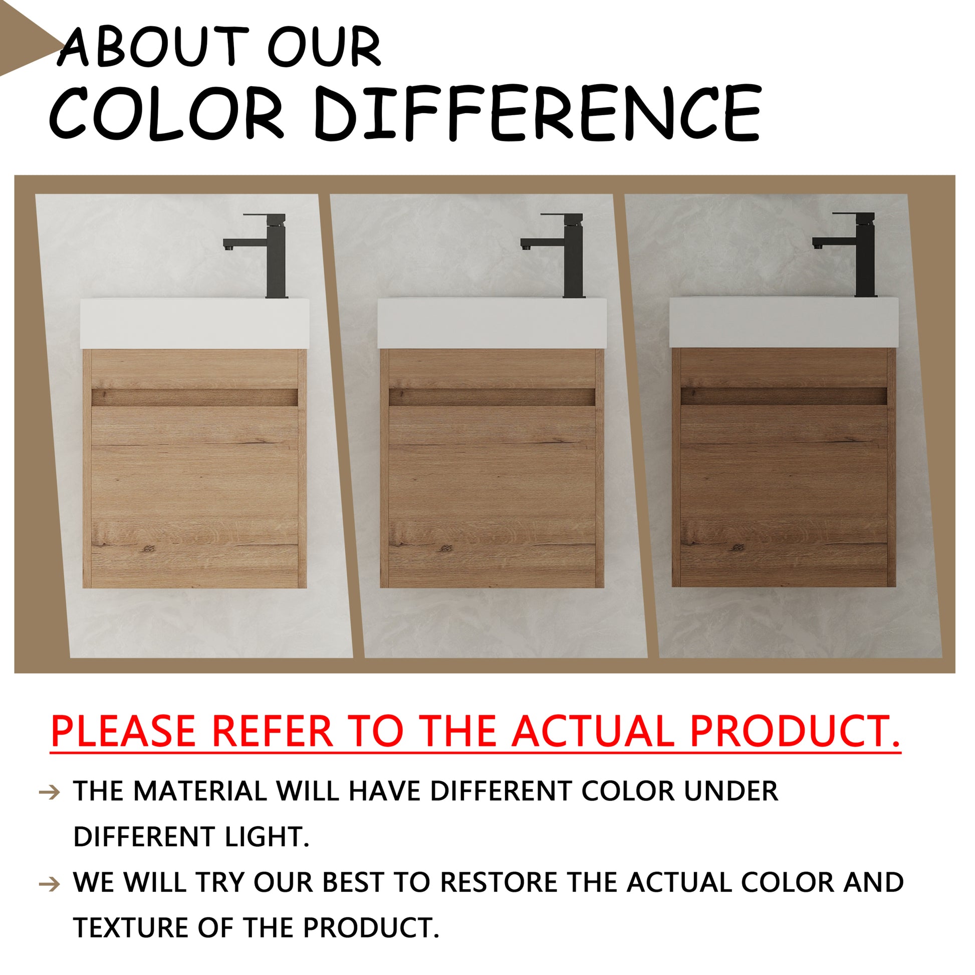 18'' Floating Wall Mounted Bathroom Vanity With White Resin Sink & Soft Close Cabinet Door Imitative Oak 1 1 Soft Close Doors Bathroom Wall Mounted Modern Plywood Plywood