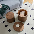 Mdf Nested Table Set 2 Pieces, Handcrafted Round Coffee Table In Living Lounge Area, Walnut Color Walnut Round Round Mdf
