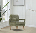 Mid Century Armchairaccent Chair With Chenille Armrest & Soft Cushion For Living Room, Bedroom, Home Office, Study, Forest Green Green Foam Wood Fabric