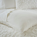 3 Piece Tufted Cotton Chenille Duvet Cover Set King Off White Cotton