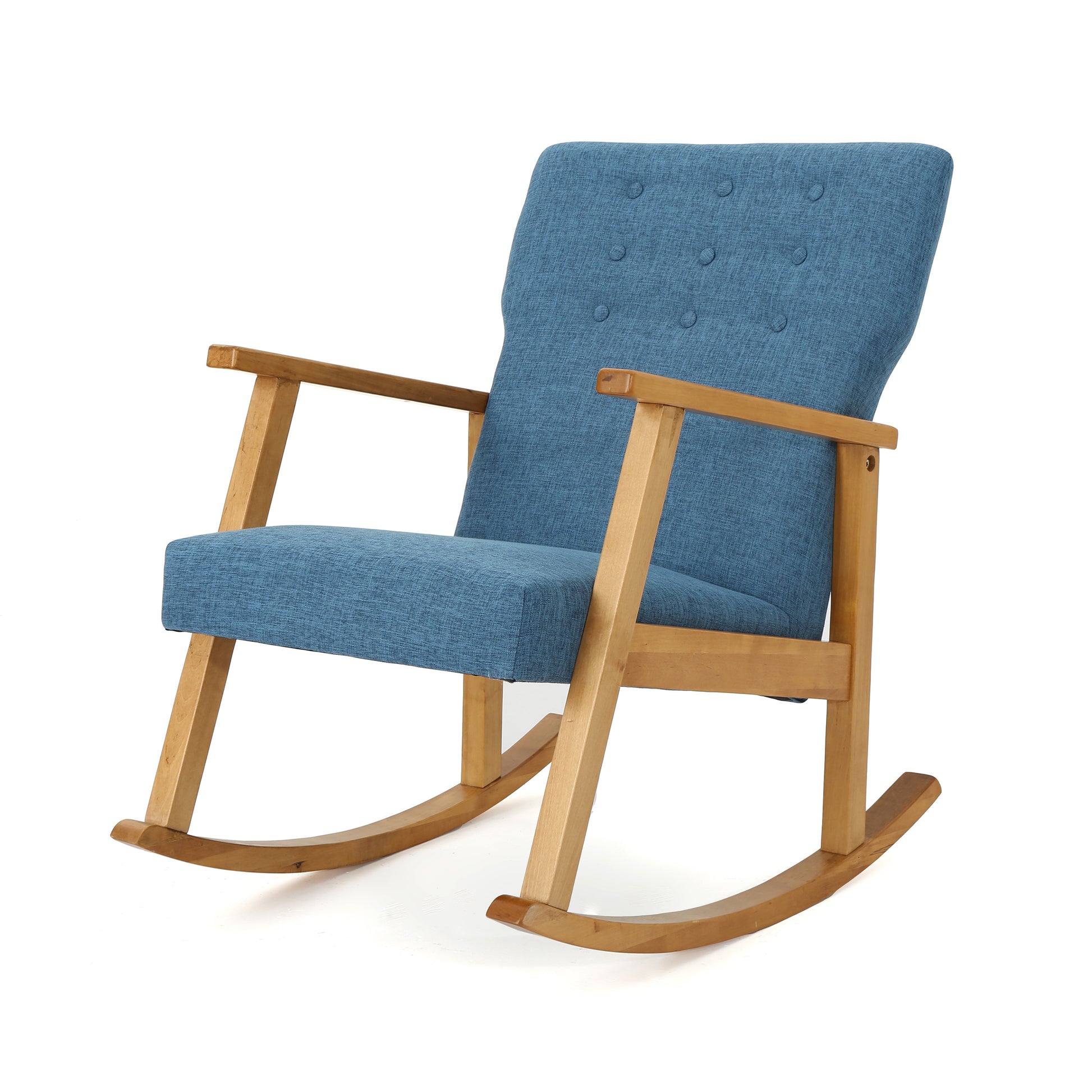 Blue Fabric Upholstered Rocking Chair Blue Fabric
