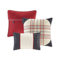 7 Piece Herringbone Comforter Set Red Cal King California King Red Polyester