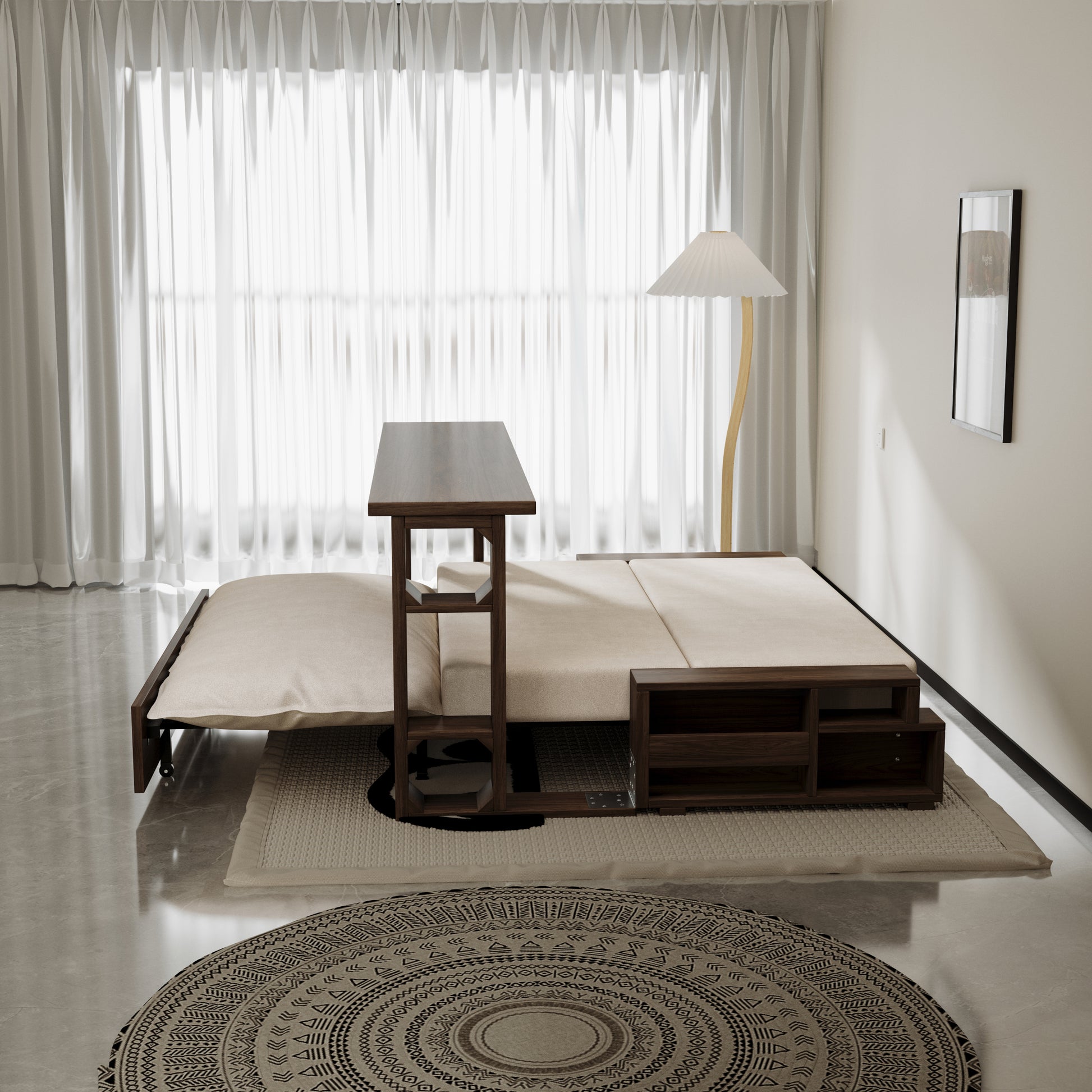 3 In 1 Convertible Sleeper Sofa Bed,Modern Velvet Loveseat Couch With Pull Out Bed,Small Beautiful Seat Futon Sofa Bed With Convertible Office Desk,Beige Beige Metal & Wood 2 Seat