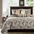 6 Piece Jacquard Quilt Set With Throw Pillows Black King Cal King King Black Cotton