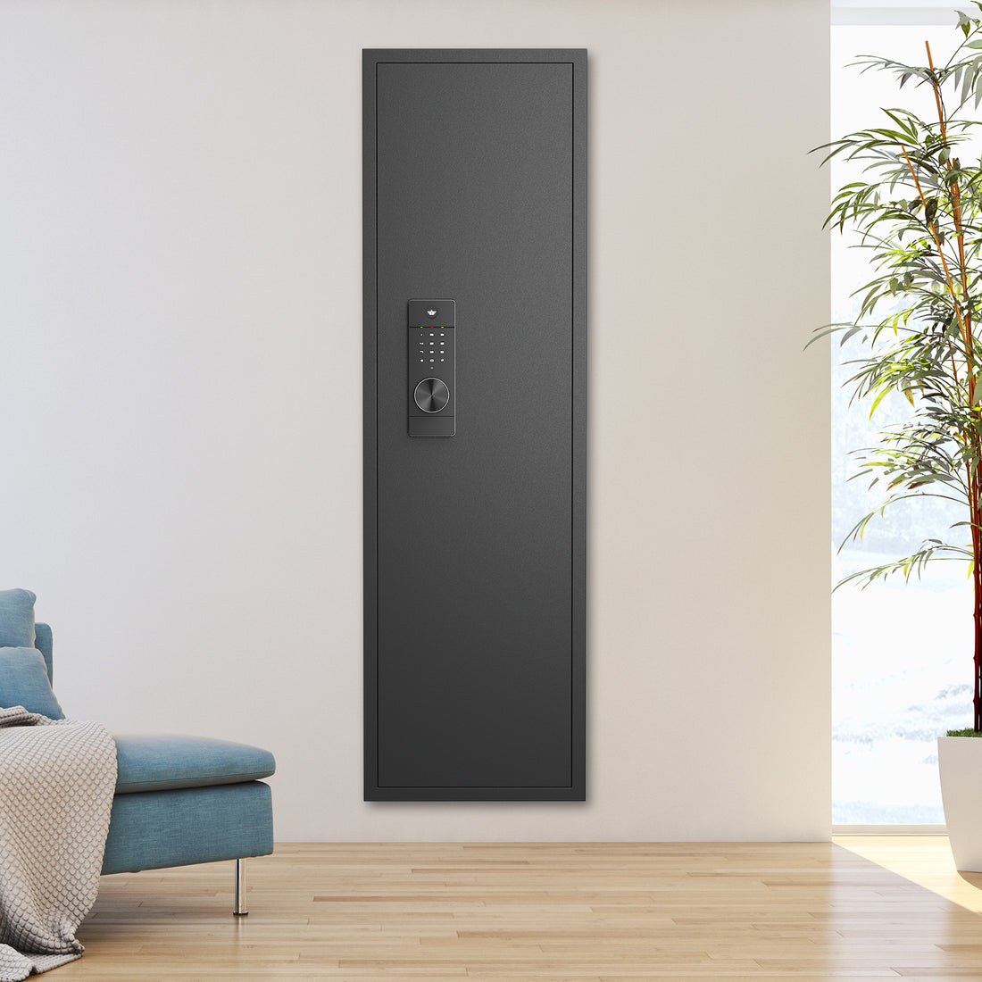Didital Touch Panel In Wall Safe,Hidden Wall Safe For Rifles And Pistols With Adjustable Shelves,Assembled Storege Safe For Firearm And Valuables Black Digital Black Steel