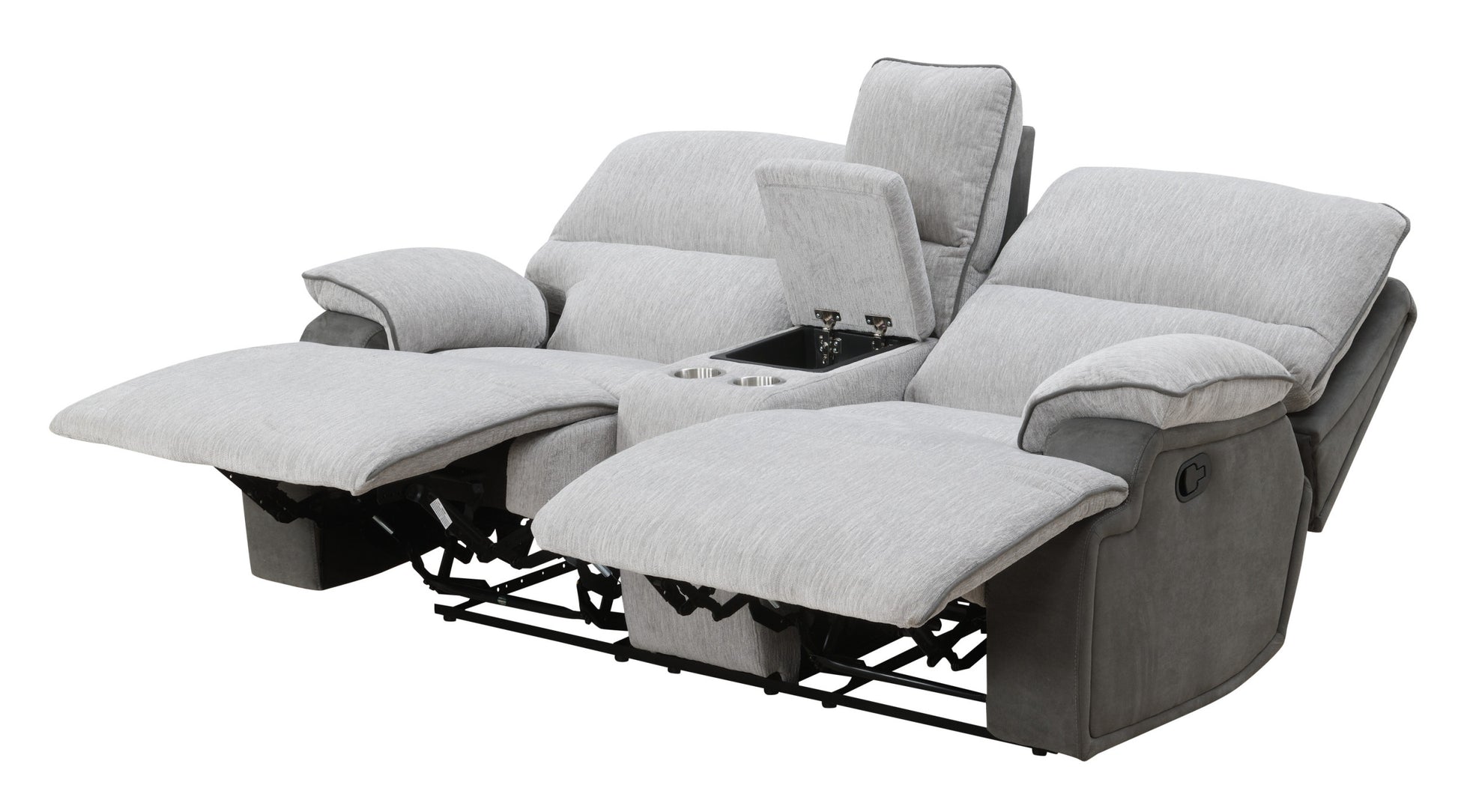 Cyprus 3 Piece Reclining Living Room Set Gray Gray Fabric