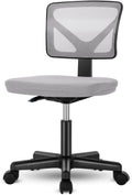 Low Back Mesh Armless Office Chair,Swivel Rolling Computer Chair No Arms With Lumbar Support, Grey Grey Metal