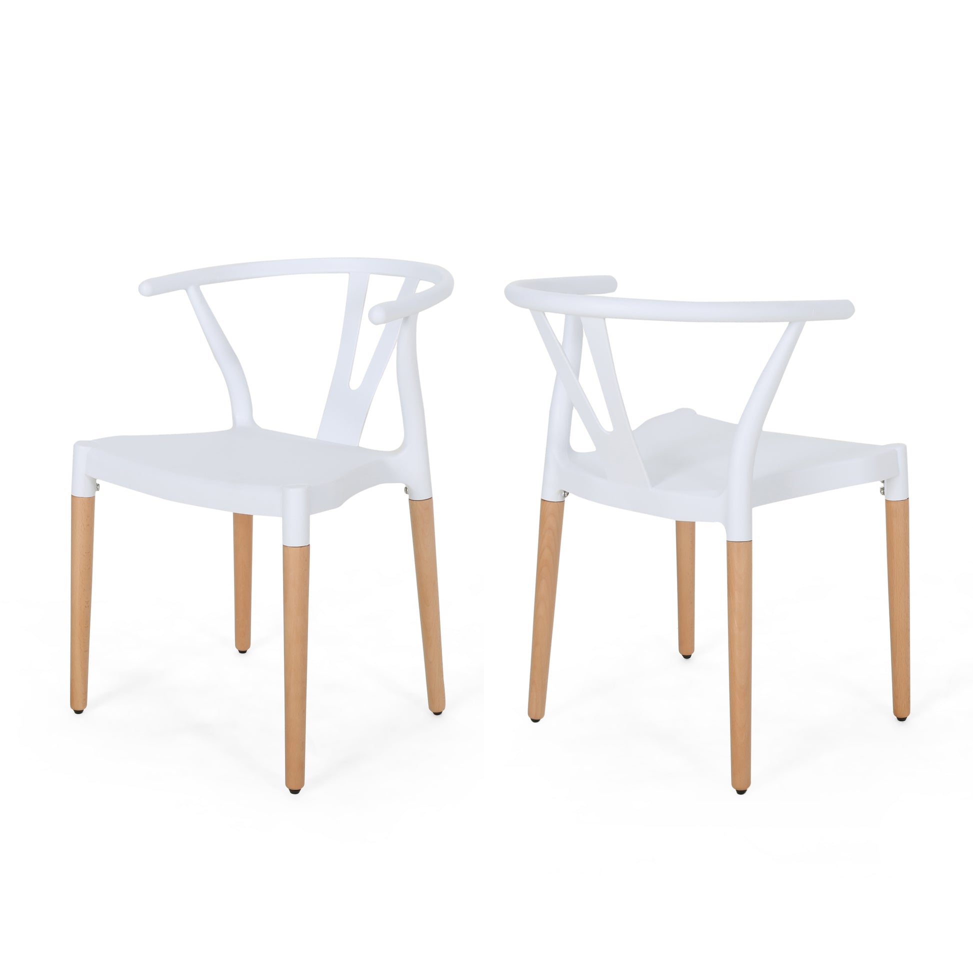 Plastic Dining Chair Set Of 2 White Polypropylene