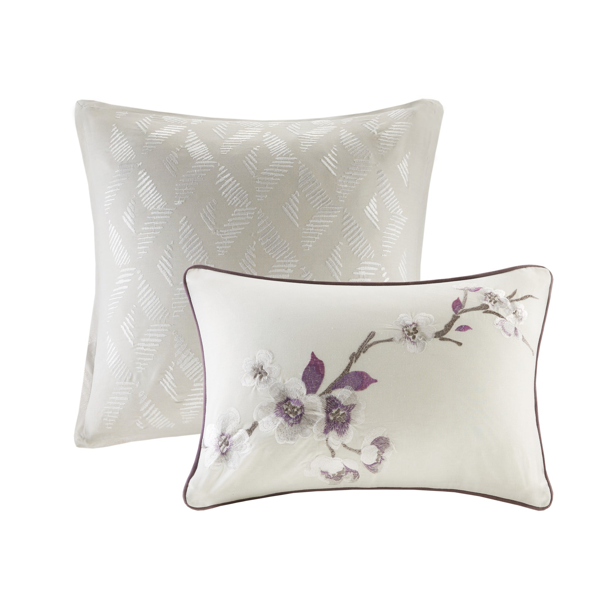8 Piece Cotton Comforter Set Purple Taupe King King Purple Taupe Polyester