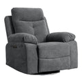 Power Recliner Glider Chair With Bluetooth Speaker 270 Degree Swivel With Led Light Side Arm With Storage Pockets Usb Type C Charging Port Button Control Retractable Footrest Adjustable Backrest Dg Dark Grey Linen Power Push Button Primary Living Space
