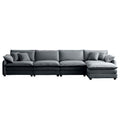 Corduroy Sofa Modern Upholstered 4 Seater With With 1 Footstool Corduroy Fabric Sofaoffice Living Room Apartment Comfort Sofa, Easy To Assemble With 2 Arm Pillows And 4 Throw Pillows Grey Corduroy 4 Seat
