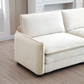 Ottoman Footstool In Corduroy Fabric, Can Be Used With 2 Seater Sofas, 3 Seater Sofas And 4 Seater Sofas, Beige Corduroy Fabric Beige Corduroy