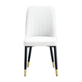 Table And Chair Set.Modern Minimalist Dining Table. White Imitation Marble Pattern Sintered Stone Desktop With Golden Metal Legs.Paried With 6 Comfortable Chairs With Pu Seats And Black Metal Legs.