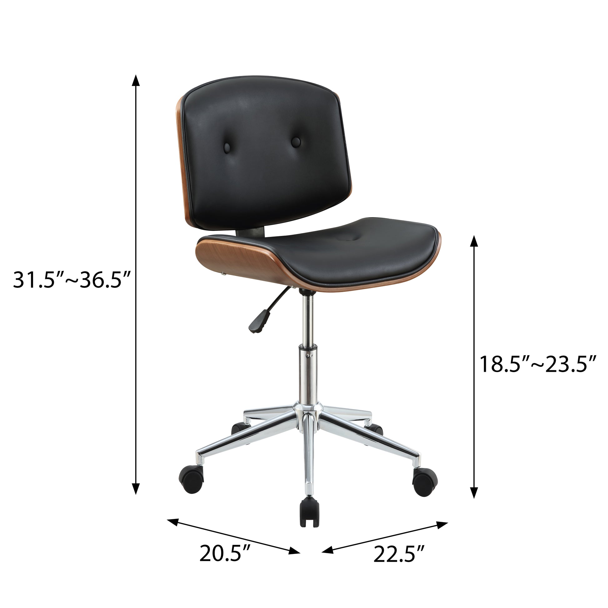 Black And Walnut Swivel Office Chair Black Brown Office Office Chairs Walnut Swivel Faux Leather