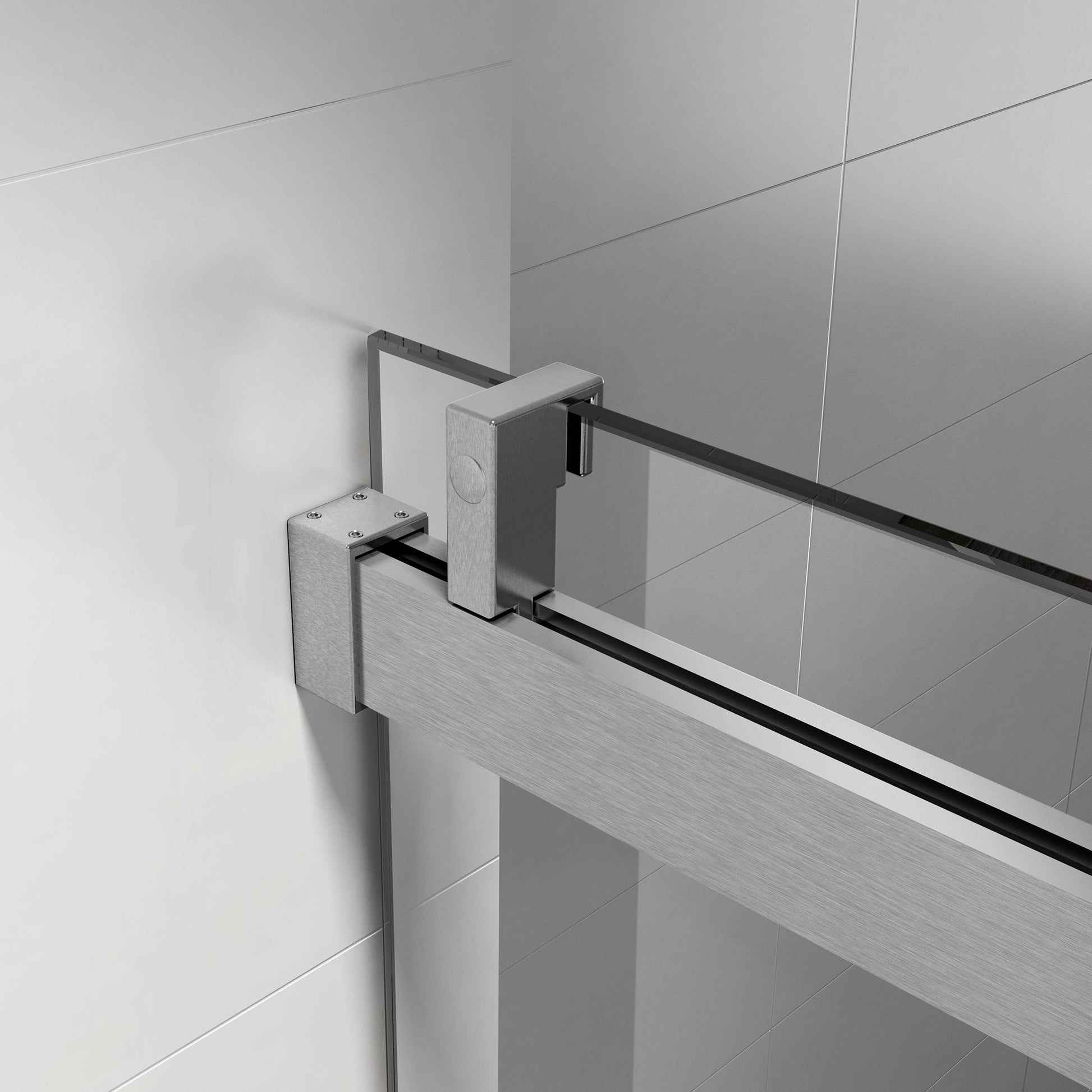 56" 60" W X 76" H Frameless Shower Door Soft Closing Single Sliding, 1 4" 6Mm Tempered Glass With Explosion Proof Coating, 24D01 60Bnx Brushed Nickel Brushed Nickel Bathroom Tempered Glass