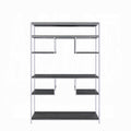 Rustic Grey Oak And Chrome 8 Shelf Bookshelf 7 Grey,Rustic Etagere Horizontal Primary Living Space Open Back Wood Oak Adjustable Shelves Wood Metal