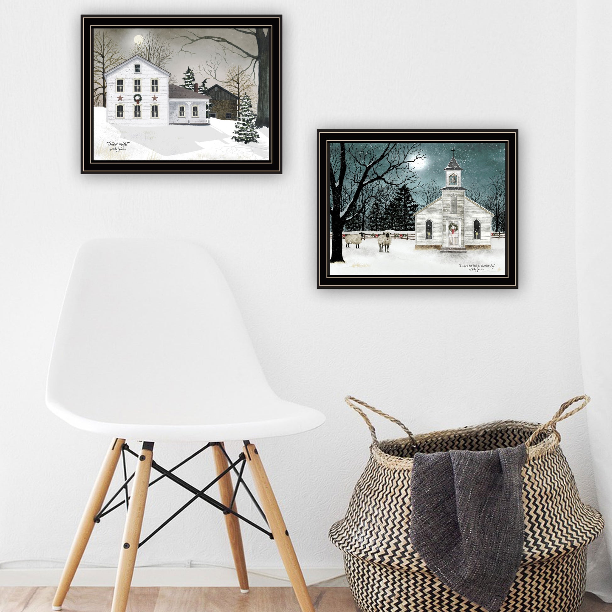 2 Piece Vignette Silent Night Black Framed Wall Art For Living Room, Bedroom Wall Art Print For Home Decor By Billy Jacobs Multi Wood Paper