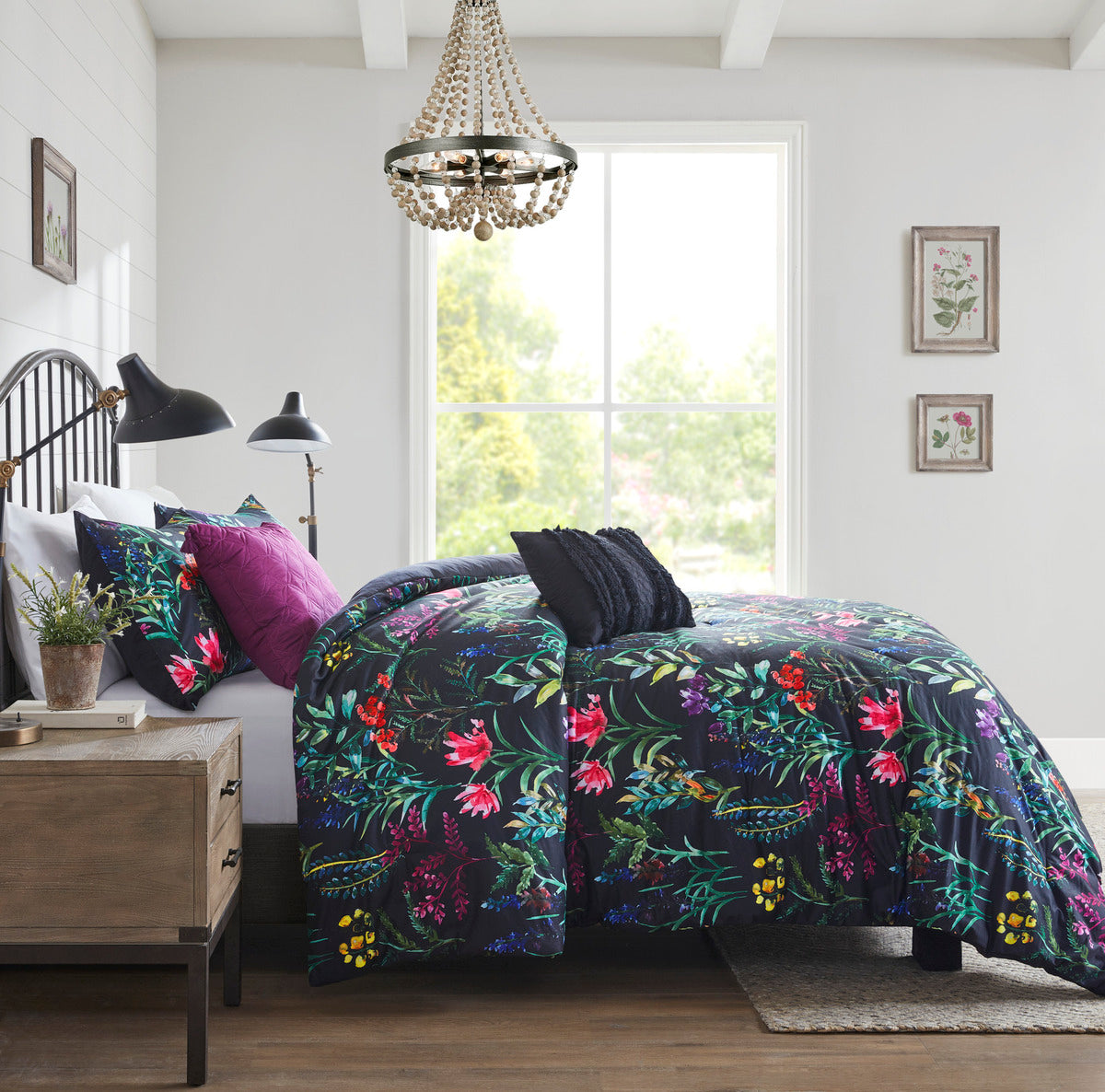 5 Piece Comforter Set Black King Cal King King Black Polyester