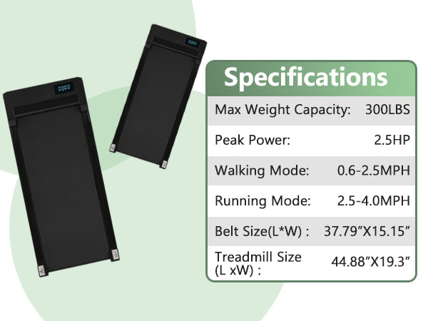 Walking Pad Under Desk Treadmill For Home Office 2.5Hp Walking Treadmill 0.6 4Mph 300Lbs Capacity Treadmill For Walking Running Remote Control Batteries Black Metal