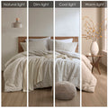 3 Piece Oversized Cotton Matelasse Comforter Set Full Queen Beige Polyester
