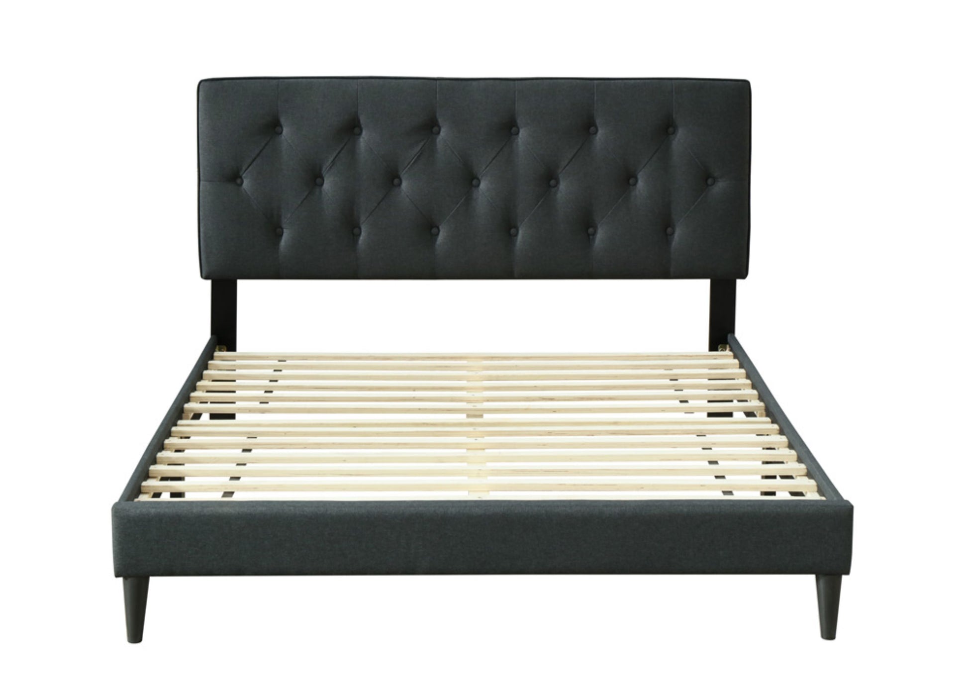 Queen Sized Tufted Bed In A Box W Usb Black Upholstered