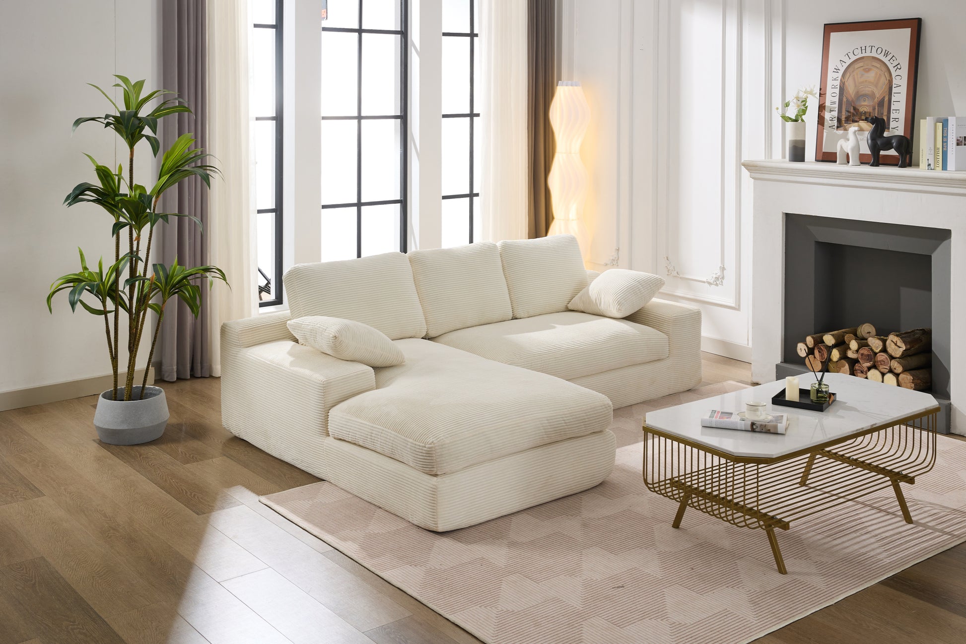 99*69" Modular Sectional Living Room Sofa Set, Modern Minimalist Style Couch, Upholstered Sleeper Sofa For Living Room, Bedroom, 2 Pc Free Combination, Installation Free Sofa, L Shape, White White Primary Living Space Soft Minimalist,Modern Foam Spring 4