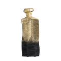 Kaya 16 Inch Classic Accent Metal Vase, Square Body, Narrow Top, Gold Black Gold Black Metal