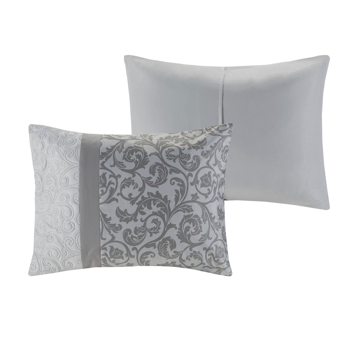 Embroidered 8 Piece Comforter Set Grey Cal King California King Grey Polyester