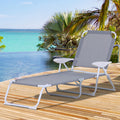 Outsunny Folding Chaise Lounge, Outdoor Sun Tanning Chair, 4 Position Reclining Back, Armrests, Metal Frame And Mesh Fabric For Beach, Yard, Patio, Gray Grey Metal