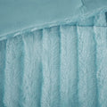 Faux Fur Comforter Mini Set Queen Teal Blue Polyester