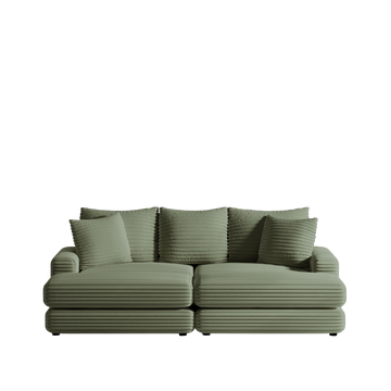 86.6 Inch Corduroy 3 Seater Sofa With 3 Back Pillows2 Toss Pillows And Two Ottoman ,Comfy Sofa Deep Seat Couch For Living Room Army Green Corduroy 3 Seat