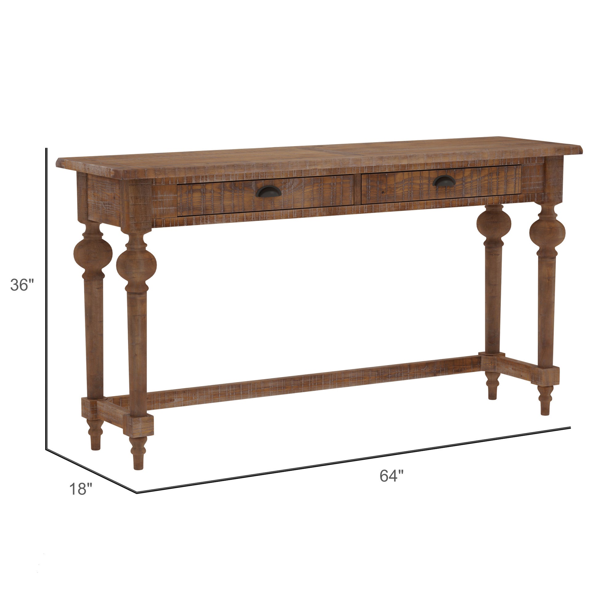 Ludin Brown Console Table With 3 Stools Brown Drawers Rectangular Solid Wood
