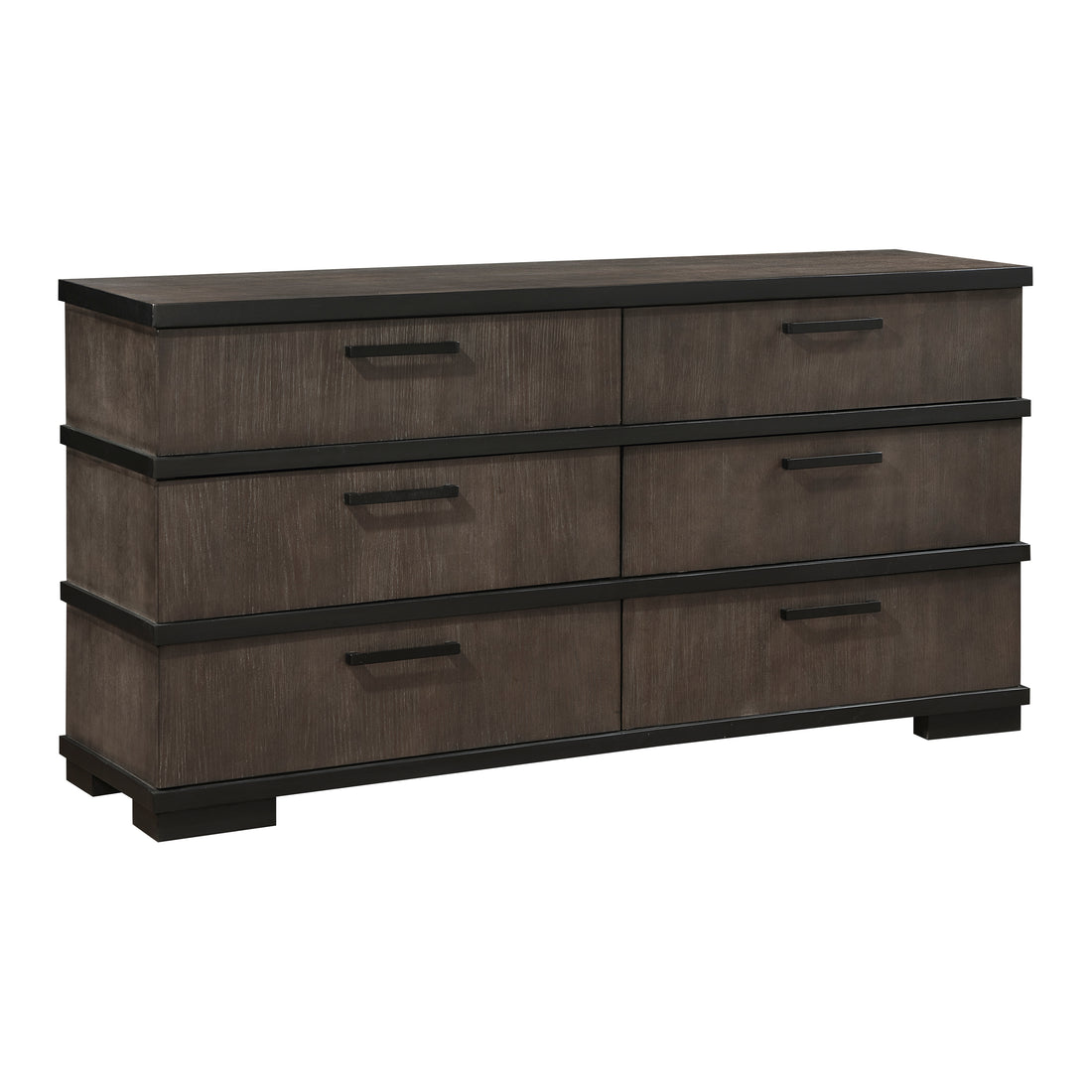 Two Tone Brown Black Finish 6 Drawers Dresser 1Pc Modern Industrial Design Bedroom Furniture Black,Brown Gray Wood