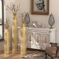 Metal Decorative Vases High Distress Metal Center Vases With Growing Vine Patterns, Set Of 3 Vases For Home Decoration 34