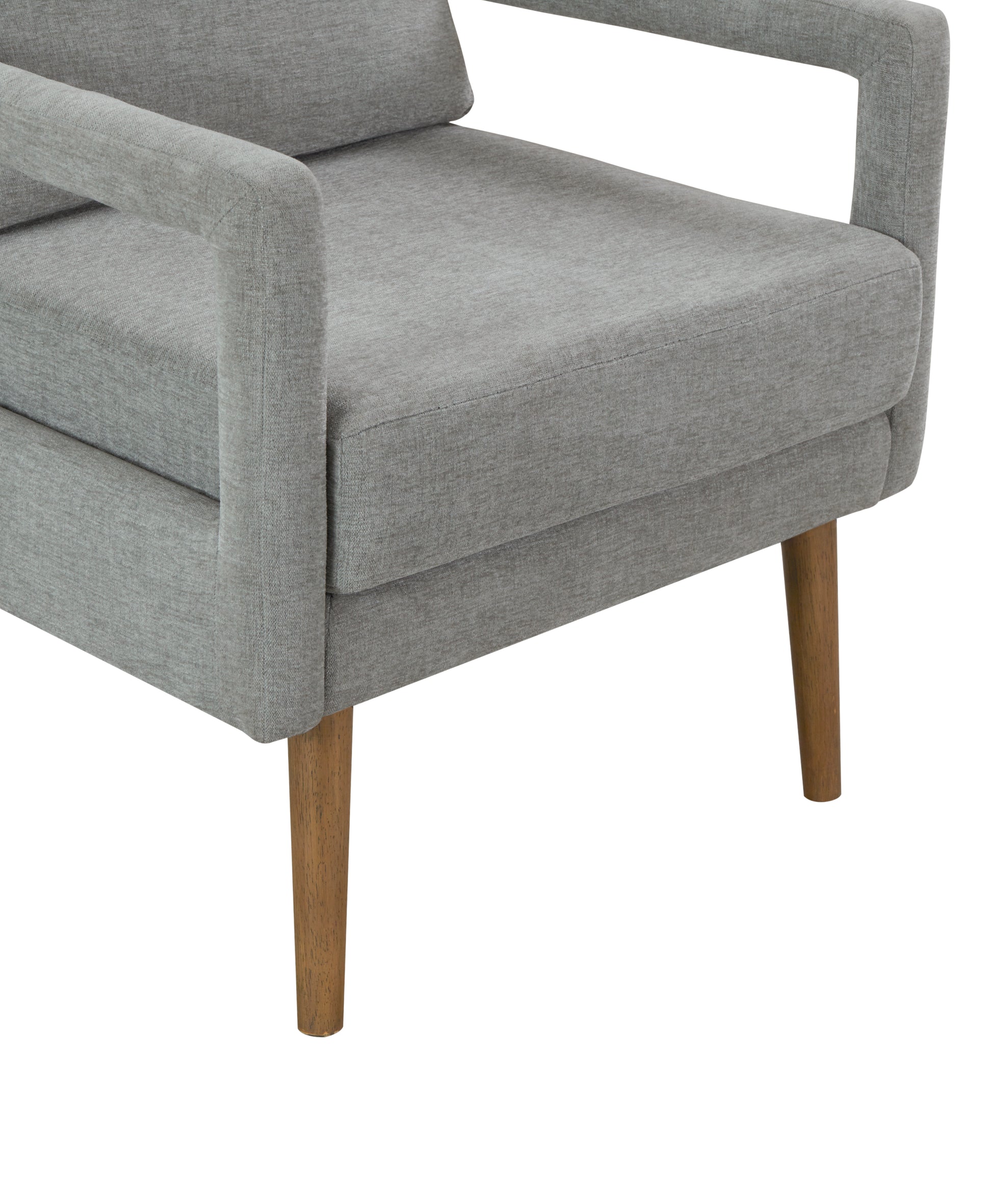 Mid Century Armchair2Pcs, Accent Chair With Wood Legs & Soft Cushion For Living Room, Bedroom, Home Office, Study, Grey Gray Foam Wood Fabric