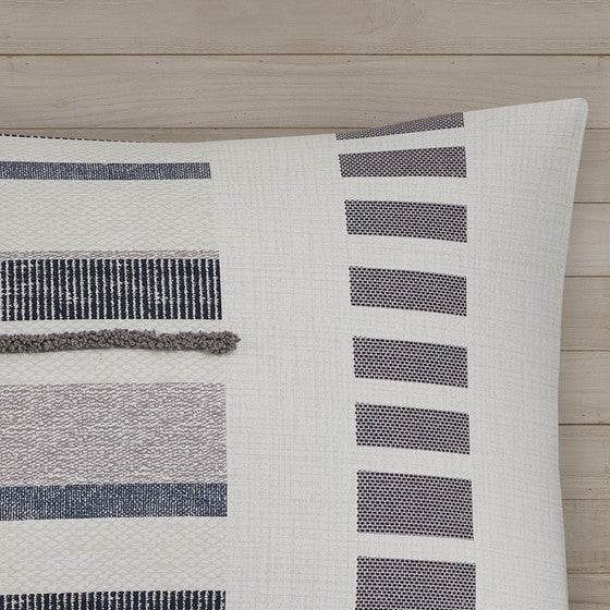 3 Piece Cotton Printed Duvet Cover Set W Trims King Multicolor Cotton