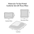 Watercolor Tie Dye Printed Comforter Set With Throw Pillow Twin Aqua Polyester